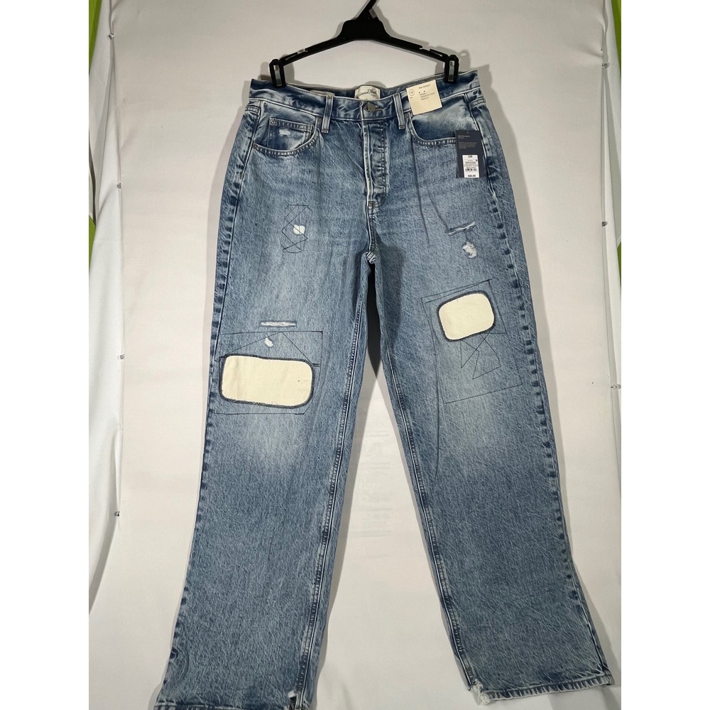Universal Thread Denim Jeans Women 10R Medium Wash Distressed Patchwork Baggy